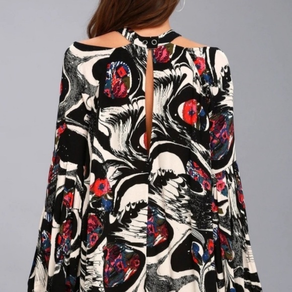 Free People dress Drift Away small boho hippie rayon NEW long sleeve - Picture 6 of 6